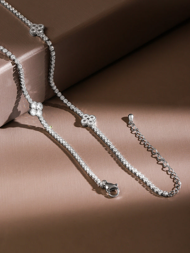 Effortless Floral Motif American Diamond Zirconia Necklace