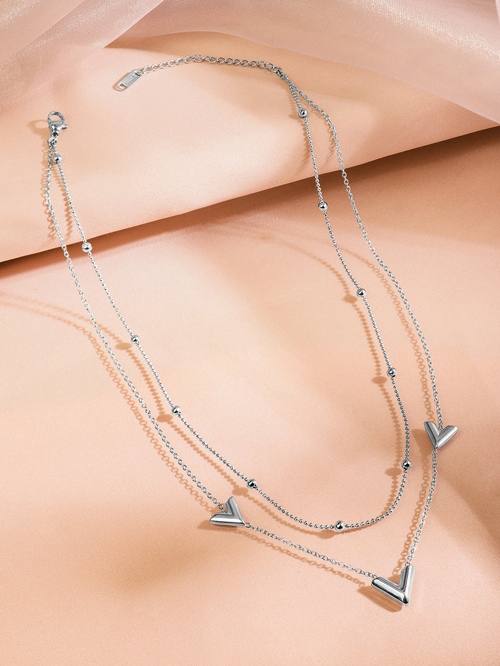 Minimal V Charm Chain Necklace