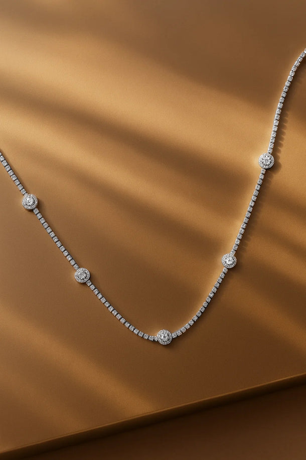 Minimal American Diamond Zirconia Studded Necklace