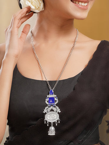 Oxidised Blue Enamel Ethnic Necklace