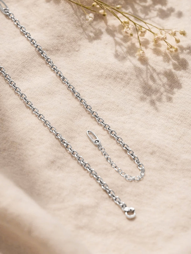 Demi Fine Rhodium Plated Paperclip Curb Chain Heart Pendant Necklace | Anti Tarnish