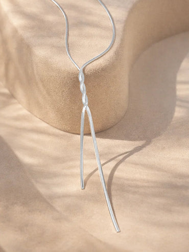 Demi Fine Rhodium Plated Snake Chain Lariat Drop Necklace | Anti Tarnish