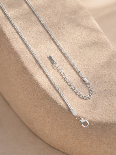 Demi Fine Rhodium Plated Snake Chain Lariat Drop Necklace | Anti Tarnish