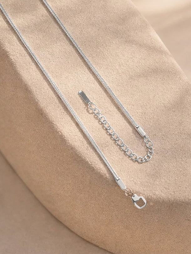 Demi Fine Rhodium Plated Snake Chain Lariat Drop Necklace | Anti Tarnish