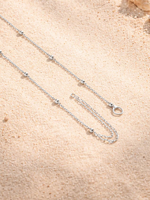 Demi Fine Rhodium Plated Ball Bead Chain Lariat Drop Necklace | Anti Tarnish