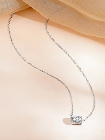 Demi Fine Rhodium Plated Cubic Zirconia Bar Pendant Necklace | Anti Tarnish