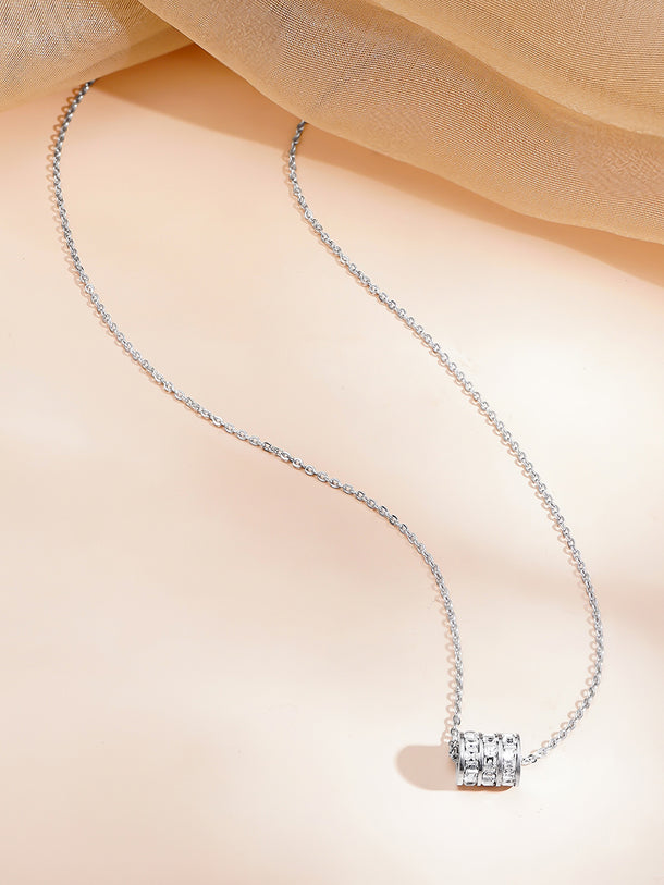 Demi Fine Rhodium Plated Cubic Zirconia Bar Pendant Necklace | Anti Tarnish