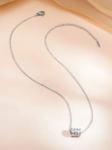 Demi Fine Rhodium Plated Cubic Zirconia Bar Pendant Necklace | Anti Tarnish