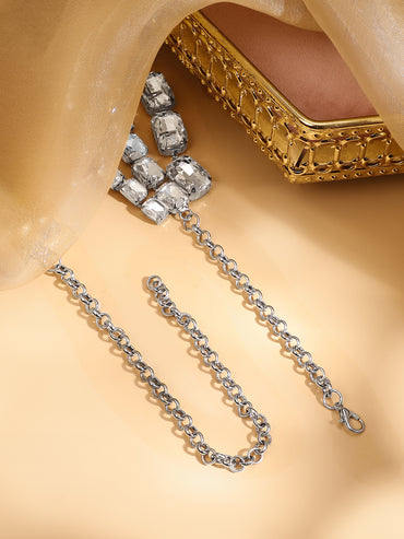 Three layer white studded choker