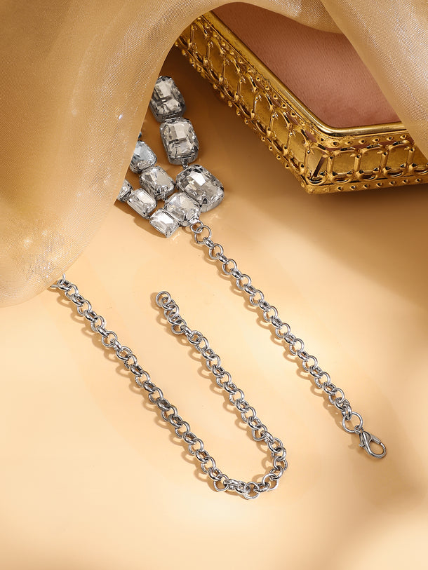 Three layer white studded choker