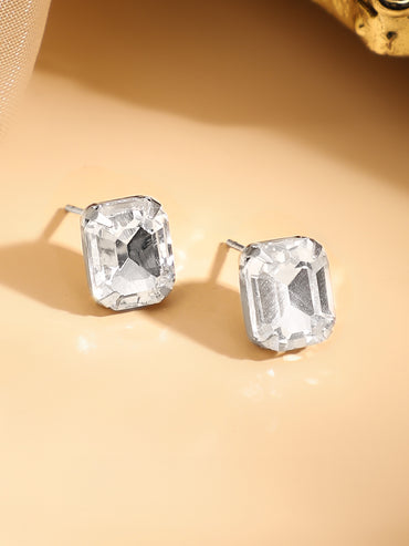Silver Toned Cubic Drops Necklace Set