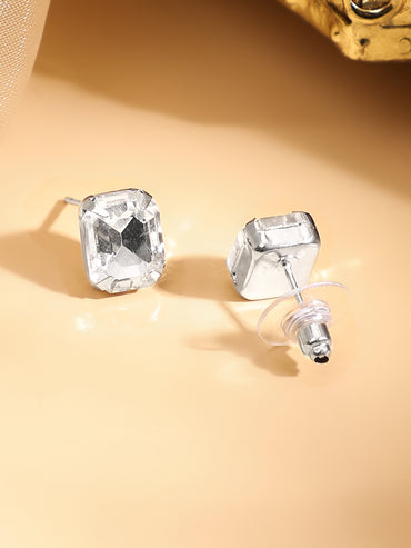 Silver Toned Cubic Drops Necklace Set