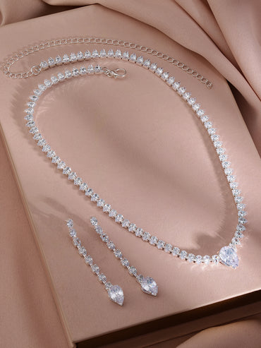 Teardrop American Diamond Zirconia Necklace Set