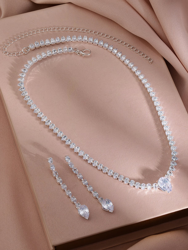 Teardrop American Diamond Zirconia Necklace Set