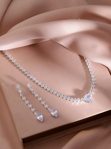 Teardrop American Diamond Zirconia Necklace Set
