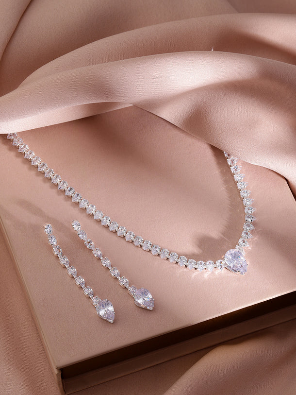 Teardrop American Diamond Zirconia Necklace Set