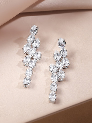 American Diamond Zirconia V-Shaped Necklace Set