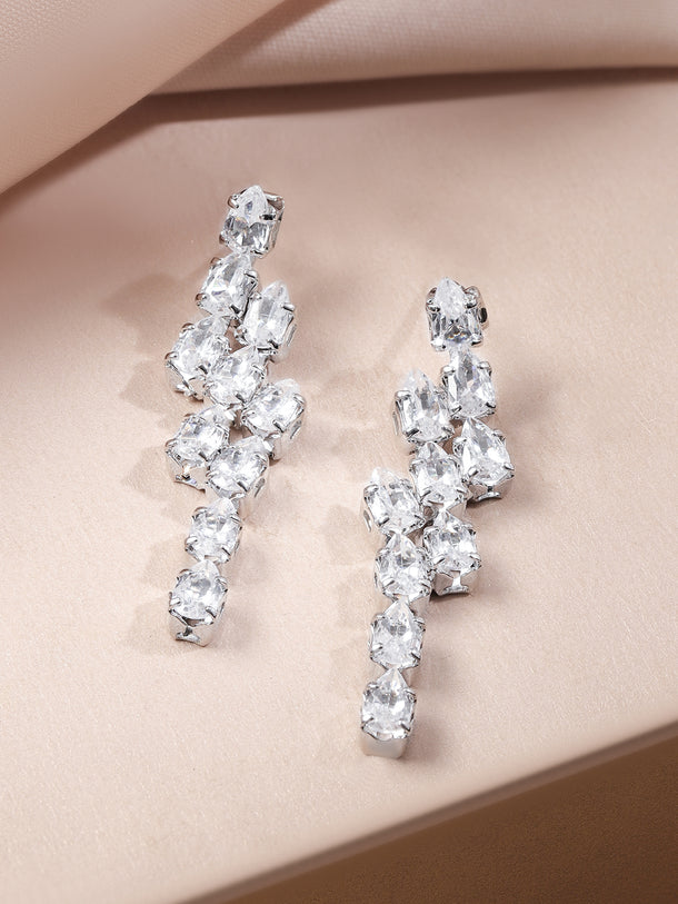 American Diamond Zirconia V-Shaped Necklace Set