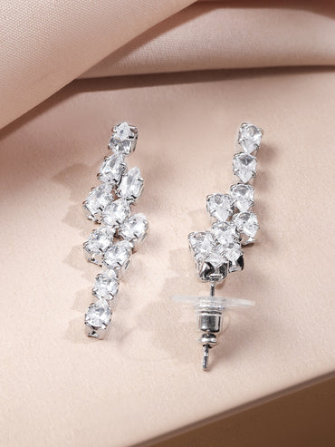 American Diamond Zirconia V-Shaped Necklace Set