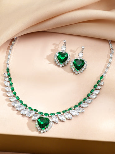 Wings of Freedom Green Crystal Necklace Set