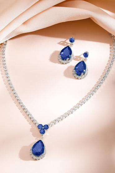 Blue Frost American Diamond Zirconia Necklace Set