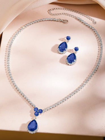 Blue Frost American Diamond Zirconia Necklace Set