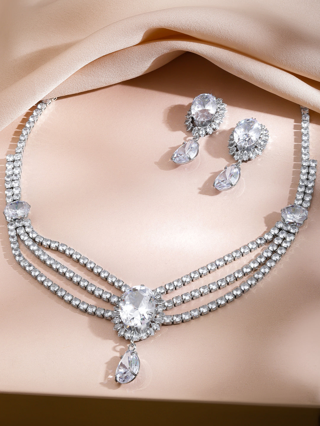 Multi-Layer Crystal Studded Necklace Set