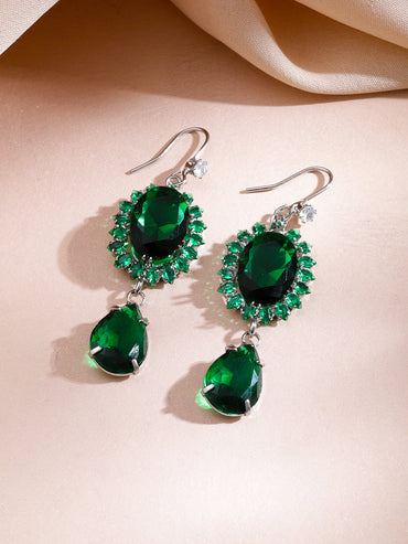 Green Crystal Studded Multi Strand Necklace Set