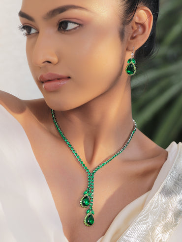 Emerald Teardrop Necklace Set