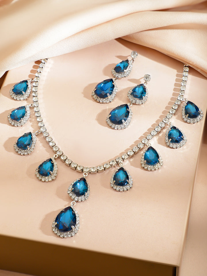 Royal Peacock Blue Zirconia Necklace Set