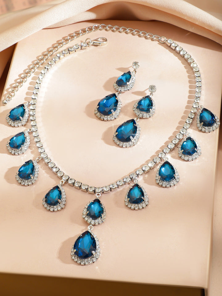 Royal Peacock Blue Zirconia Necklace Set