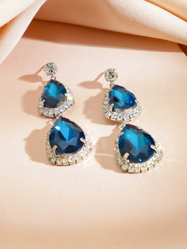 American Diamond Zirconia Blue Necklace Set