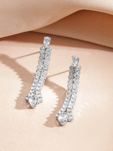 Shimmering Pear Drop Silver Necklace Set