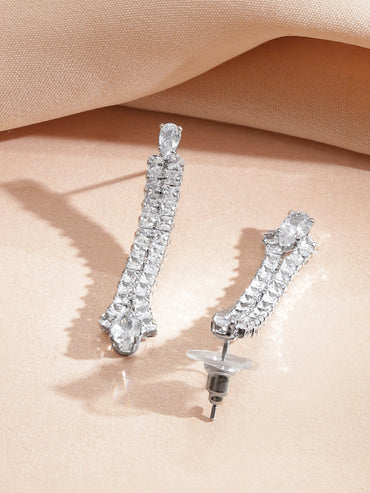 Shimmering Pear Drop Silver Necklace Set