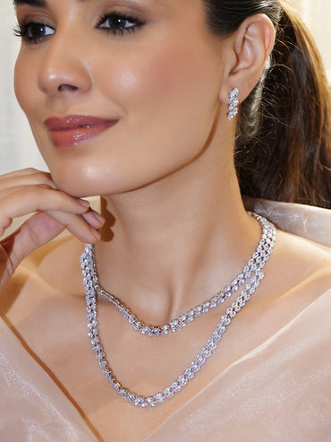 Crystal Multi-Layered Necklace Set