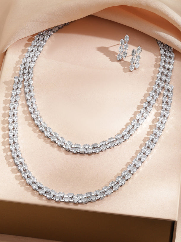 Crystal Multi-Layered Necklace Set