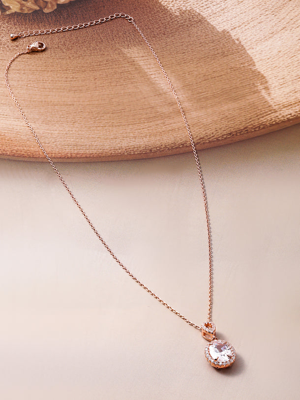 Crystal Studded Gold Pendant Necklace
