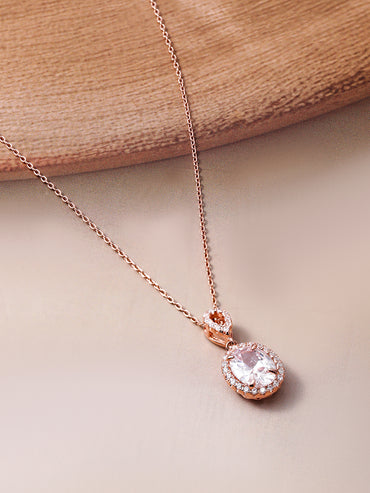 Crystal Studded Gold Pendant Necklace
