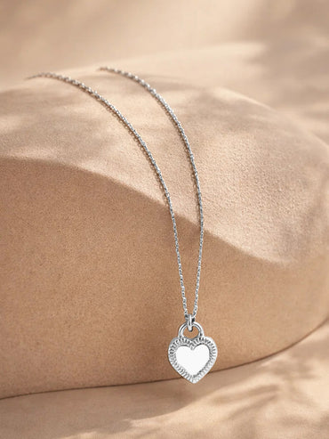 Demi Fine Rhodium Plated Reversible Heart Pendant Chain Necklace | Anti Tarnish