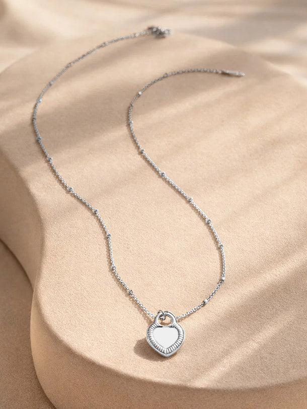 Demi Fine Rhodium Plated Reversible Heart Pendant Chain Necklace | Anti Tarnish