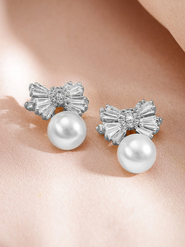 Pearl Bow Modern Pendant Set