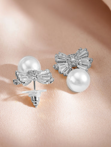 Pearl Bow Modern Pendant Set