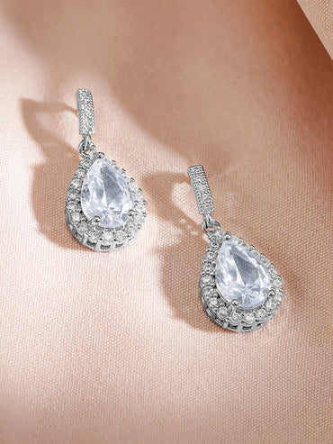 American Diamond Zirconia Blue Pendant Necklace Set