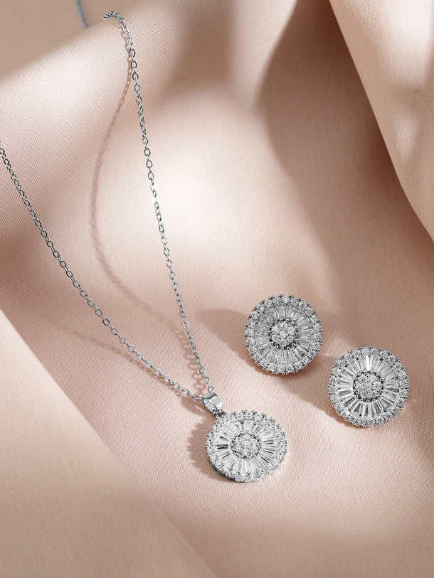 Crystal Pendant Necklace Set