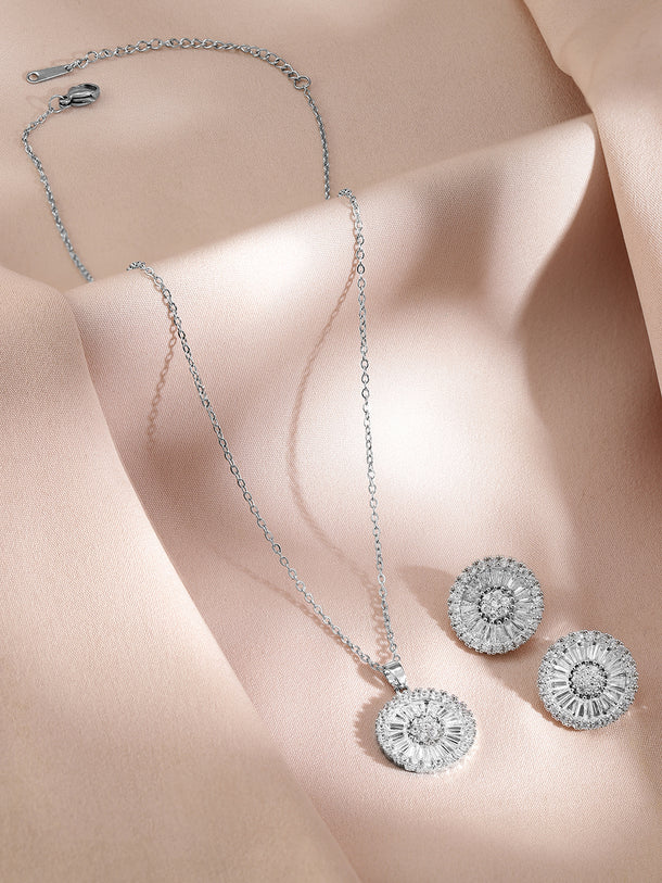 Crystal Pendant Necklace Set