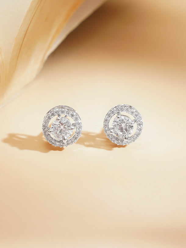 Rhodium Plated American Diamond Zirconia Pendant Set