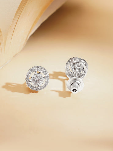 Rhodium Plated American Diamond Zirconia Pendant Set