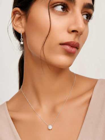 Demifine Rhodium Plated Stainless Steel Minimal Necklace Set