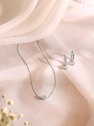 Demifine Rhodium Plated Stainless Steel Minimal Necklace Set