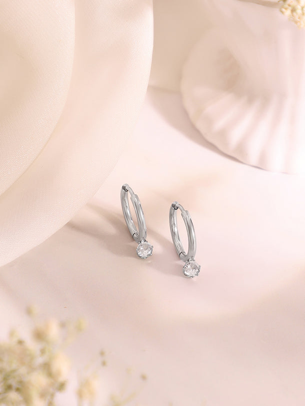 Demifine Rhodium Plated Stainless Steel Minimal Necklace Set